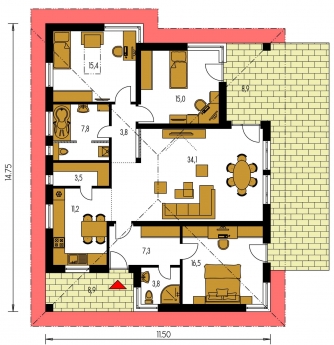 Mirror image | Floor plan of ground floor - BUNGALOW 101